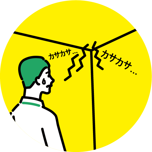 天井にネズミがいる...